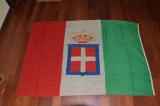 Splendida e rarissima bandiera da combattimento italiana della seconda guerra mondiale  con stemma sabaudo e corona ricamata cod BNRI