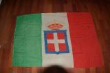 Splendida e rarissima bandiera da combattimento italiana della seconda guerra mondiale  con stemma sabaudo e corona ricamata cod BNRI