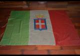 Splendida e rarissima bandiera da combattimento italiana della seconda guerra mondiale con stemma sabaudo e corona ricamata cod rexww