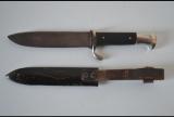 Rarissimo coltello tedesco fahrtenmesser HJ della gioventu' hitleriana di primo tipo con motto sulla lama del produttore GUSTAV L.KOLLER  di Solingen cod hjre