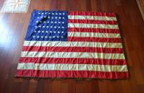 Rarissima bandiera americana a 48 stelle in seta con frangia dorata reggimentale? cod usaflag