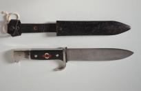 Rarissimo coltello tedesco fahrtenmesser HJ della gioventu' hitleriana di primo tipo con motto sulla lama del produttore GRAWISO   di Solingen cod hjgra