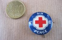 SIX PENCE RED CROSS SUPPORT BRITISH PIN