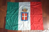 Stupenda e rara bandiera italiana militare con stemma sabaudo e corona n.to