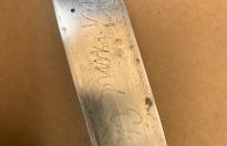 Rarissimo coltello nazista della Hitlerjugend Fahrtenmesser transizionale con motto  modello con codice RZM M7 / 13, Arthur Schüttelhofer & Co. di Solingen-Wald. cod schutt