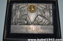 Bellissima targa/trofeo fascista del Comando Generale GIL di Firenze XIX anno era fascista (1942)