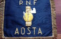 Rarissima drappella da tromba fascista PNF   cm 30 x cm 35  della GIL di AOSTA