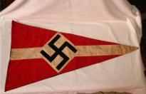 Spettakolare bandiera triangolare bifacciale tedesca ww2 della HITLER JUGEND n.002