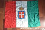 Stupenda e rara bandiera italiana militare con stemma sabaudo e corona n.to