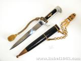 Splendido e raro pugnale fascista mod 37 con sospenzioni in metallo  F66 e pendaglio  screziato per alta uniforme  