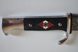 Splendido e raro pugnale tedesco della gioventù hitleriana con motto sulla lama BLUT UND EHRE  produttore RzM 7/36 ossia codice criptato di E. & F. Hörster cod bue36