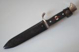 Rarissimo  coltello tedesco fahrtenmesser HJ della gioventu' hitleriana  di primo tipo con motto sulla lama produttore HARTKOPF & Co di Solingen  cod HRTK1