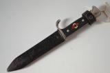 Rarissimo coltello tedesco fahrtenmesser HJ della gioventu' hitleriana di primo tipo con motto sulla lama del produttore GRAWISO   di Solingen cod hjgra