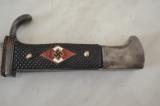 Rarissimo coltello tedesco fahrtenmesser HJ della gioventu' hitleriana di primo tipo con motto sulla lama produttore Anton Wingen Jr di Solingen cod AWJR