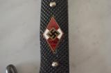 Rarissimo coltello tedesco fahrtenmesser HJ della gioventu' hitleriana di primo tipo con motto sulla lama produttore Anton Wingen Jr di Solingen cod AWJR