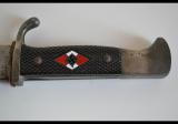 Rarissimo coltello nazista della Hitlerjugend Fahrtenmesser di secondo modello con codice RZM M7 / 13, Arthur Schüttelhofer & Co. di Solingen-Wald. cod ippo