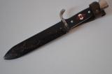 Rarissimo coltello transizionale tedesco ww2 della gioventu' hitleriana con motto BLUT UND EHRE sulla lama produttore Muller di Solingen cod RZM32